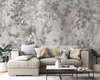 Wall mural - Spring leaves and birds in shades of gray pink