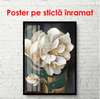 Poster - Floare albă pictată, 45 x 90 см, Poster inramat pe sticla