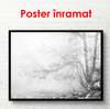 Poster - Peisajul alb-negru lângă un lac, 90 x 60 см, Poster înrămat, Alb Negru