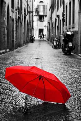 Фотообои - Красный зонт на асфальте