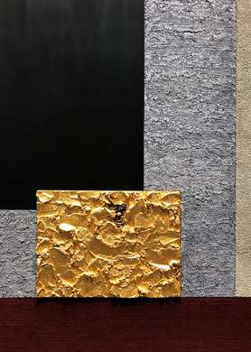 Постер - Абстракция с золотыми элементами, 60 x 90 см, Постер на Стекле в раме, Наборы