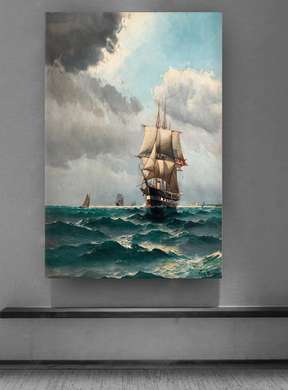Постер - Волны в море, 30 x 45 см, Холст на подрамнике, Живопись