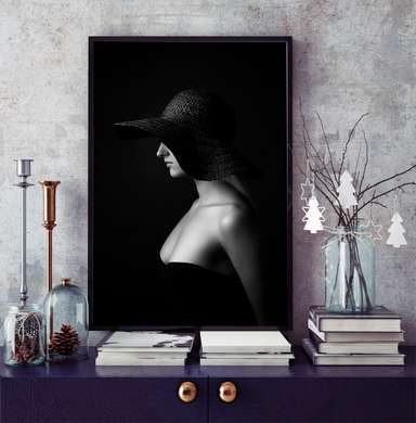 Постер - Девушка в шляпе, 30 x 45 см, Холст на подрамнике