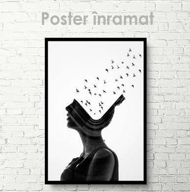 Poster - Thoughts fly away, 60 x 90 см, Framed poster on glass