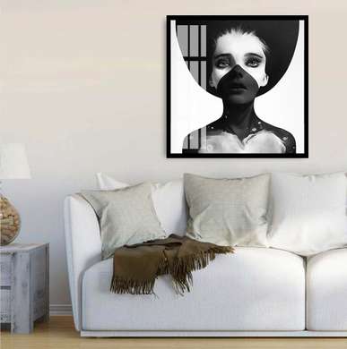 Poster - Arta alb-negru, 100 x 100 см, Poster inramat pe sticla