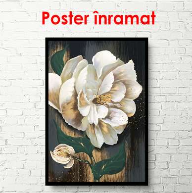 Poster - Painted white flower, 30 x 60 см, Canvas on frame