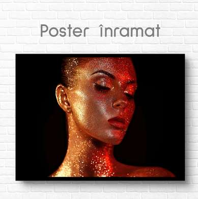Poster - Portretul unei fete în stil boho, 45 x 30 см, Panza pe cadru, Glamour