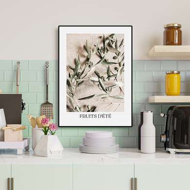 Poster - Olives, 60 x 90 см, Framed poster on glass, Flowers