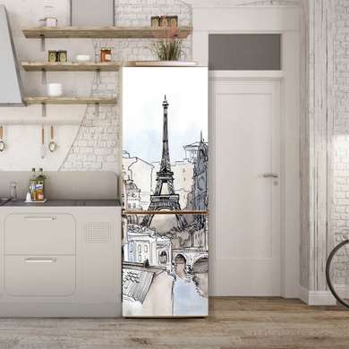 Stickere 3D pentru uși, Turnul Eiffel, 60 x 90cm