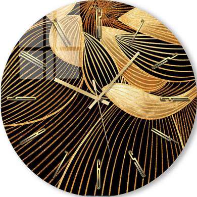 Glass clock - Golden Flower, 40cm