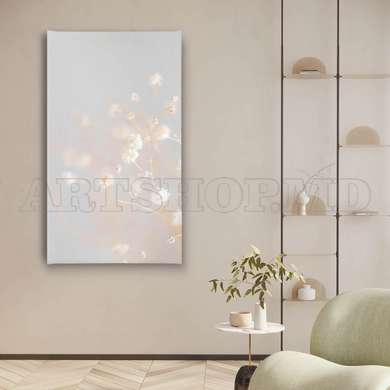 Poster - Delicate beige flowers, 45 x 90 см, Framed poster on glass, Botanical