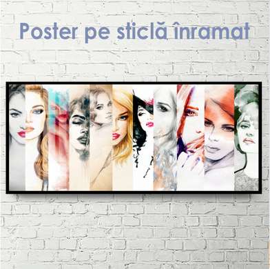 Постер - Разные девушки, 90 x 45 см, Постер на Стекле в раме
