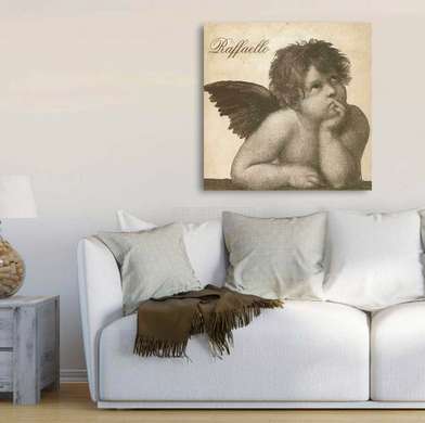 Poster - O pictură cu un înger, 100 x 100 см, Poster înrămat, Vintage