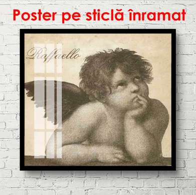 Poster - O pictură cu un înger, 100 x 100 см, Poster înrămat, Vintage