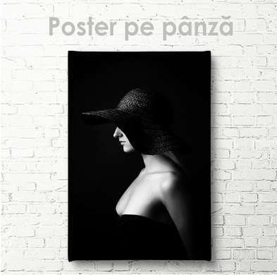 Постер - Девушка в шляпе, 60 x 90 см, Постер на Стекле в раме, Ню