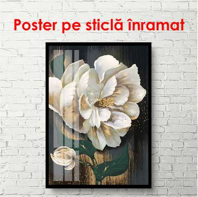 Постер - Нарисованный белый цветок, 30 x 60 см, Холст на подрамнике