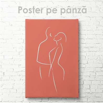 Постер - Влюбленные, 30 x 45 см, Холст на подрамнике, Минимализм