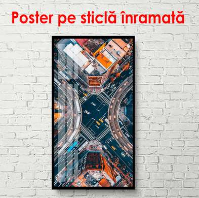 Poster - Vedere de sus a râului orașului, 30 x 90 см, Panza pe cadru