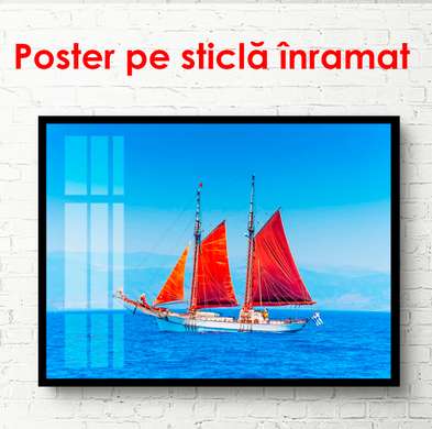 Poster - Scarlet sails, 90 x 60 см, Framed poster, Marine Theme