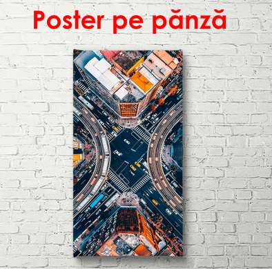 Постер - Вид сверху на городской поток, 30 x 90 см, Холст на подрамнике, Города и Карты