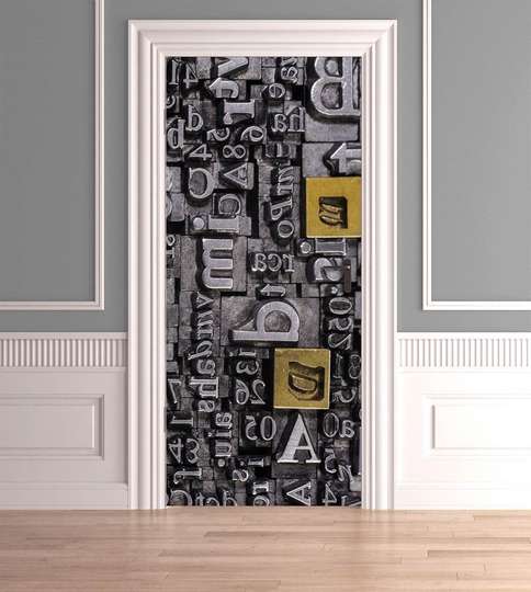 3D sticker on the door, Abstraction in letters, 60 x 90cm