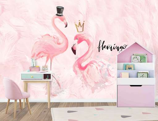 Nursery Wall Mural - Mister and Mrs Flamingo
