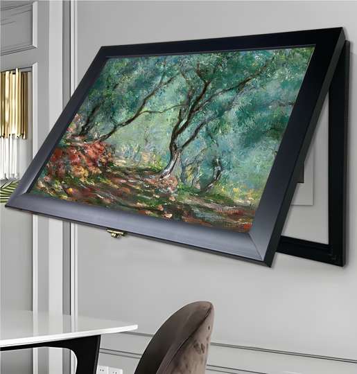 Мультифункциональная Картина - Нарисованный лес, 40x60cm, Черная Рама