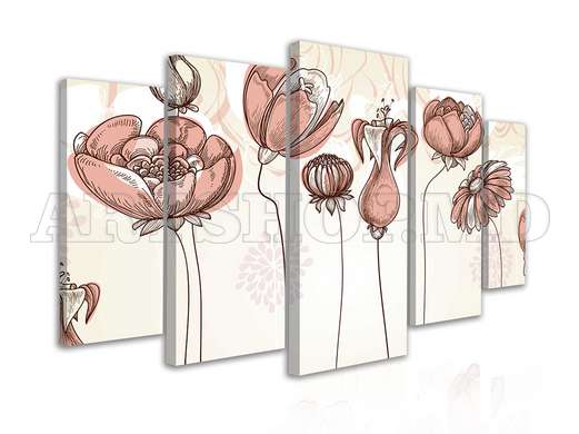 Modular picture, Soft poppy flowers, 108 х 60