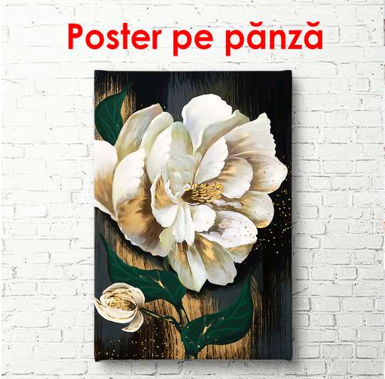 Poster, Floare albă pictată, 30 x 60 см, Panza pe cadru
