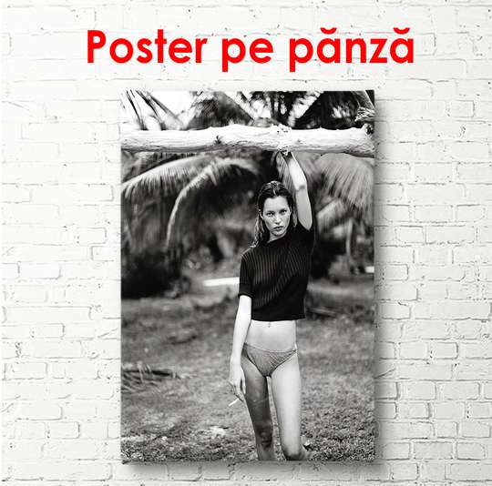 Постер - Девушка в тропиках, 30 x 45 см, Холст на подрамнике, Ню