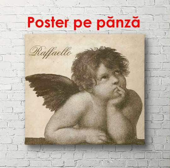 Постер - Рисунок ангелочка, 100 x 100 см, Постер в раме