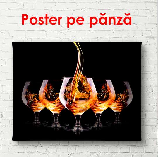 Постер - Крепкий напиток в бокалах, 45 x 30 см, Холст на подрамнике