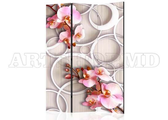 Screen - Pink Orchid and circles on a beige background, 3