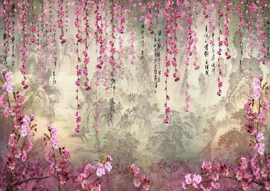 Fototapet - Pădurea fermecată cu flori violet