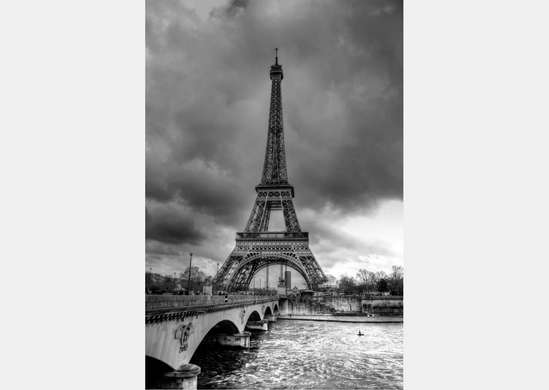 Фотообои - Эйфелева башня черно-белая