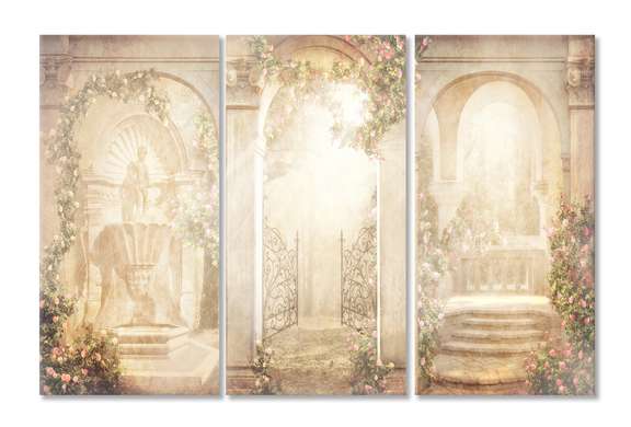 Модульная картина, Бежевая веранда с колоннами, 70 x 50
