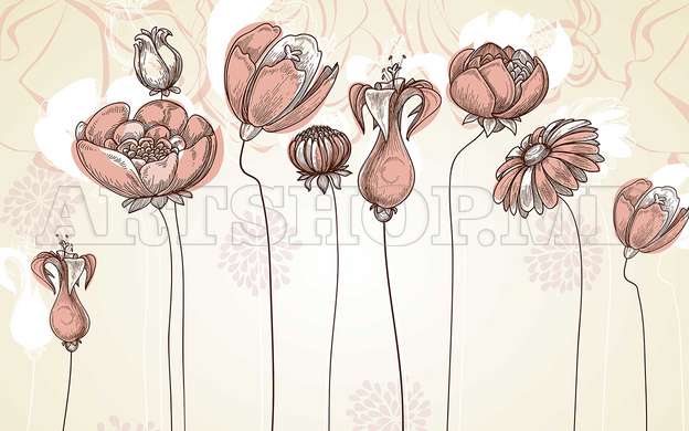 Modular picture, Soft poppy flowers, 108 х 60