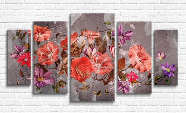 Tablou Pe Panza Multicanvas, Flori de primăvară, 206 x 115