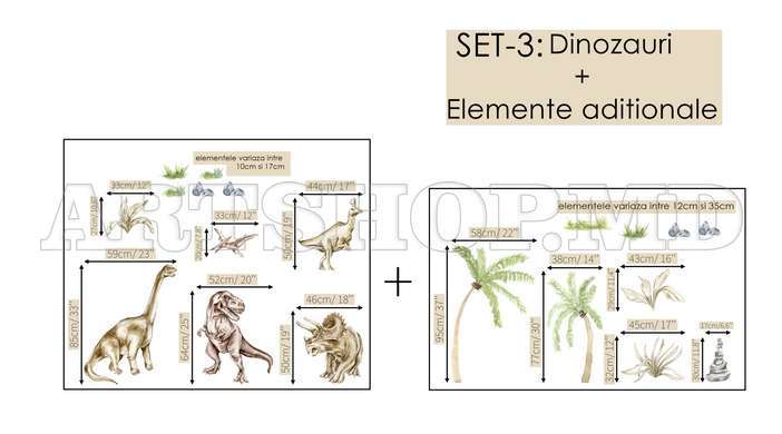Autocolante de perete, Dinozauri si palmieri, SET-1