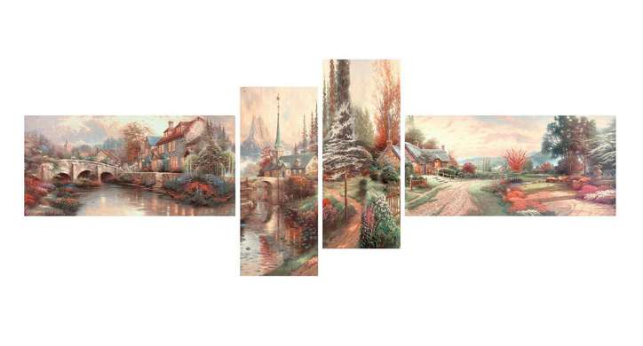 Tablou Pe Panza Multicanvas, Casa de povești într-un parc roz, 220 x 81,5, 220 x 81,5