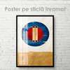 Poster - Geometric pattern with a blue circle, 60 x 90 см, Framed poster on glass, Abstract