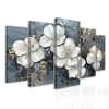 Modular picture, White flowers on gray background, 108 х 60