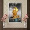 Poster - Golden sails, 45 x 90 см, Framed poster on glass, Marine Theme
