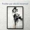 Poster - Arta alb-negru, 45 x 90 см, Poster inramat pe sticla, Alb Negru