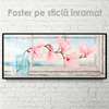 Poster - Branch of pink magnolia in a vase, 60 x 30 см, Canvas on frame
