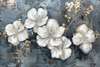 Modular picture, White flowers on gray background, 108 х 60