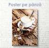 Poster - Headphones and coffee, 45 x 90 см, Framed poster on glass, Food and Drinks