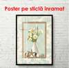 Poster - Vaza albă cu un buchet frumos de flori, 60 x 90 см, Poster înrămat, Provence