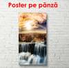 Poster - Frumoasa cascadă la apus, 50 x 150 см, Poster înrămat, Natură