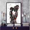 Poster - Abstract portrait of mother with a child, 60 x 90 см, Framed poster on glass